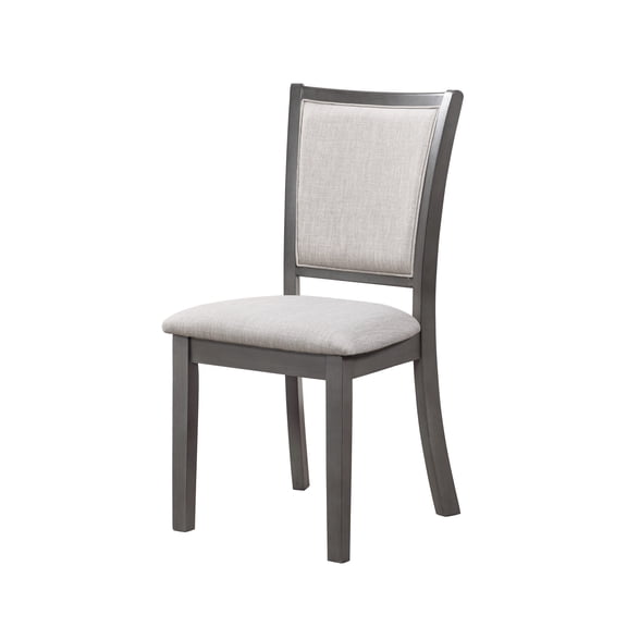 Han Dining Chair Set of 2, Light Gray Fabric, Dark Gray Solid Wood