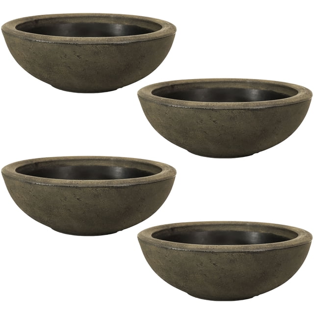 Sunnydaze Pot de Fleurs d'Extérieur Percival à Double Paroi en Polyrésine Résistant aux Intempéries - 20,75 Pouces - Sable - Lot de 4