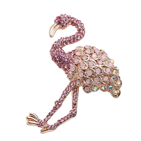 OUNONA Pink Flamingo Brooch Fashion Alloy Ornament for Daily Wearing 1Pack