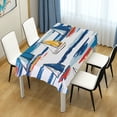 thumbnail image 4 of Yayeee Tablecloths 54" x 54" Rectangle Wrinkle Resistant Party Table Cover, Dark Blue Hand Drawn Sailboats, 4 of 8
