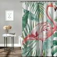 thumbnail image 2 of Orinice  Tropical Pink Flamingo Shower Curtain with Hooks, Teal Palm Leaves Modern Style Waterproof Fabric Bathroom Decor Set 71X71 Inch 69x72, 2 of 7