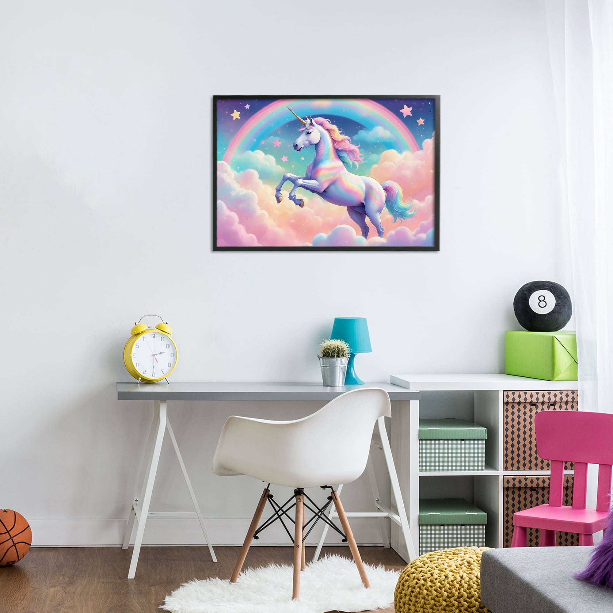 Stupell Industries Colorful Galaxy Unicorn Black Framed Giclee Art, design by Creative Studio