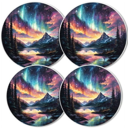 

Electric Stove Burner Covers Set of 4 White Round Cover for Gas Stovetop 8 and 10 Inch Northern Lights