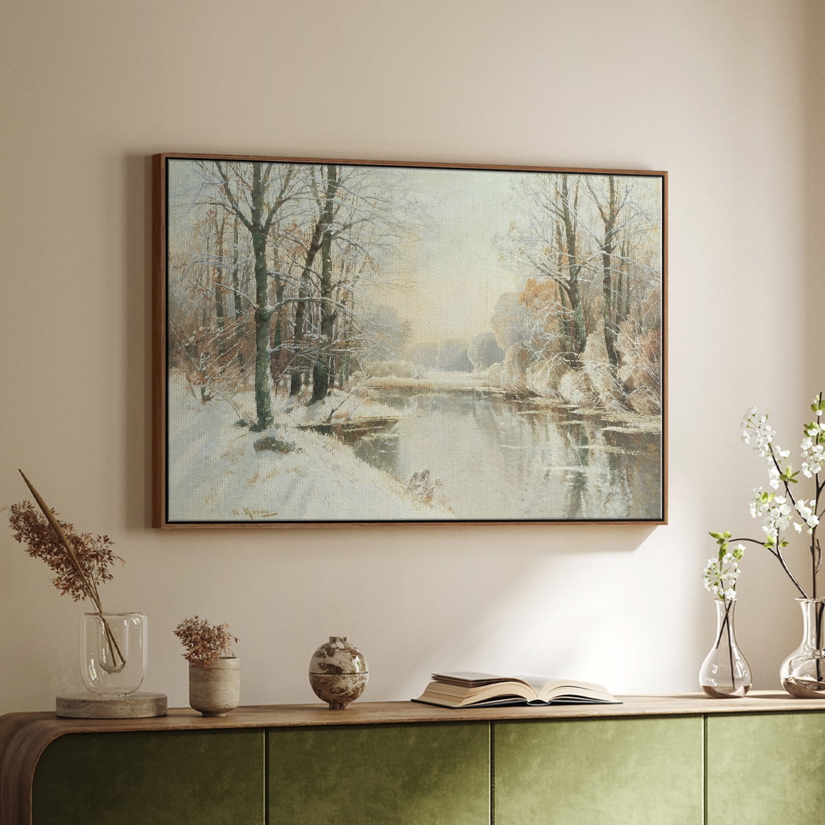 Vintage Landscape-CCLXXXII By Wexford Home Framed in Walnut Wood Gallery Wrapped Canvas 27 in. x 41 in.