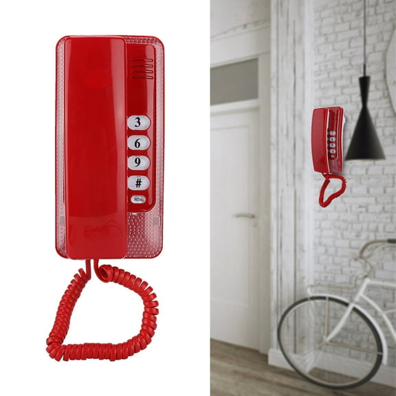 MGAXYFF Wall Mount Corded Phone with Call Mute Function, Red