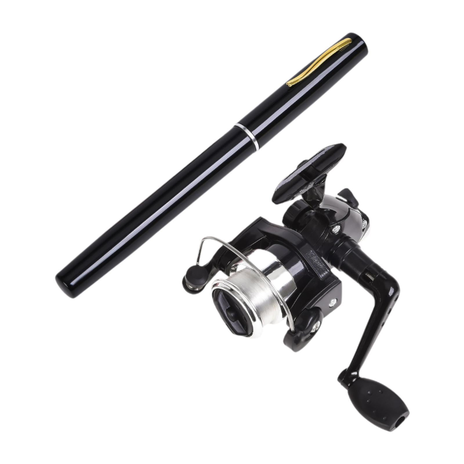 Colaxi Mini Fishing Rod Reel Combo, Mini Pen Fishing Pole Gift with Line Portable Fishing Reel for Outdoor Saltwater Freshwater Boys Black