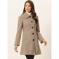 thumbnail image 3 of Abrigo de invierno para mujer Cuello de piel sintética Abrigo largo cálido Marrón Claro L, 3 of 6