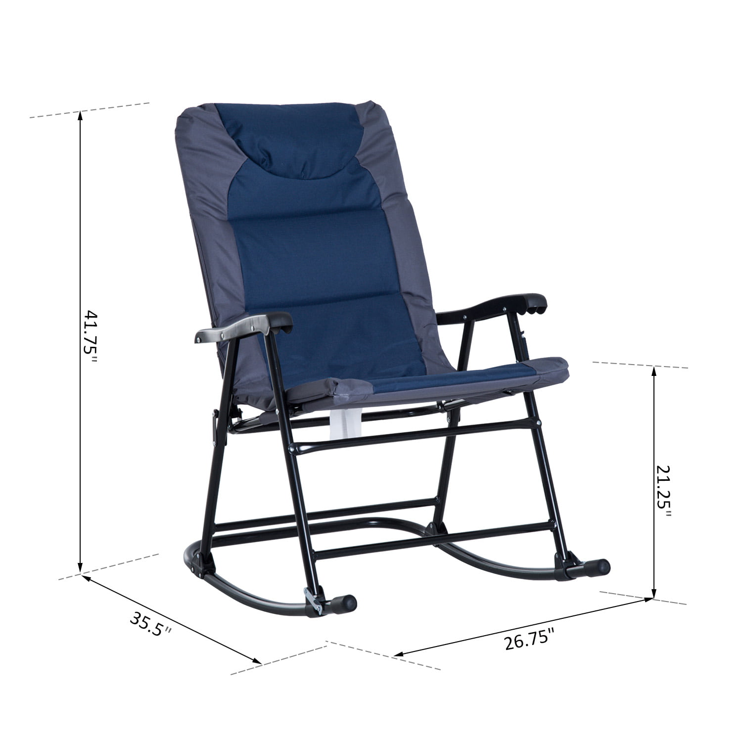 basics foldable rocking chair with canopy blue