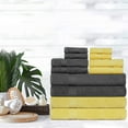thumbnail image 2 of Ample Décor Bathroom Towel Set of 12- 4 Bath Towel, 4 Hand Towel, 4 Washcloths - Machine Washable - Grey & Yellow, 2 of 5