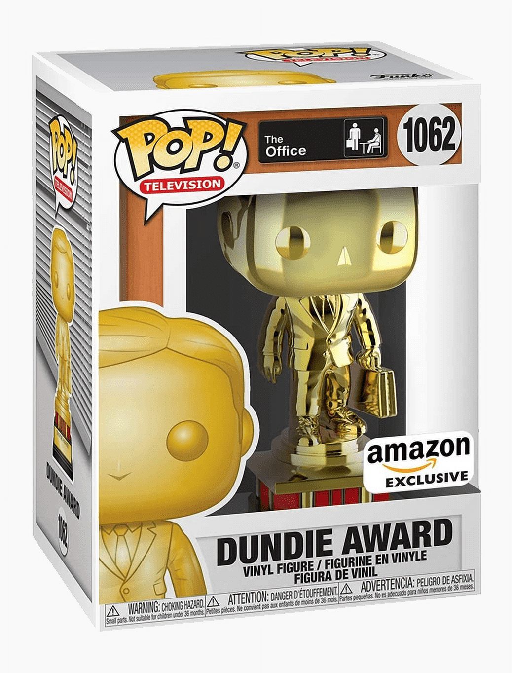Funko Pop! The Office: THE OFFICE DUNDIE AWARD #1062 GOLD Chrome Exclusive + Protector - image 2 of 2