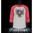 thumbnail image 2 of Shop4Ever Men's American Bald Eagle USA Flag Raglan Baseball Shirt XX-Large Black/White, 2 of 4