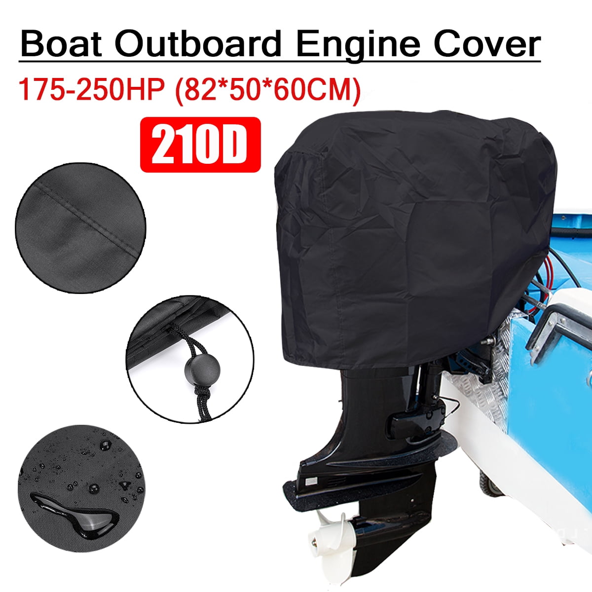210D Oxford Waterproof Full Outboard Motor Engine Boat Cover For Up to