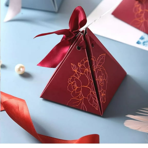 20 Red Party Favor Candy Boxes with Red Satin Ribbon & Tag Wedding, Party, Birthday