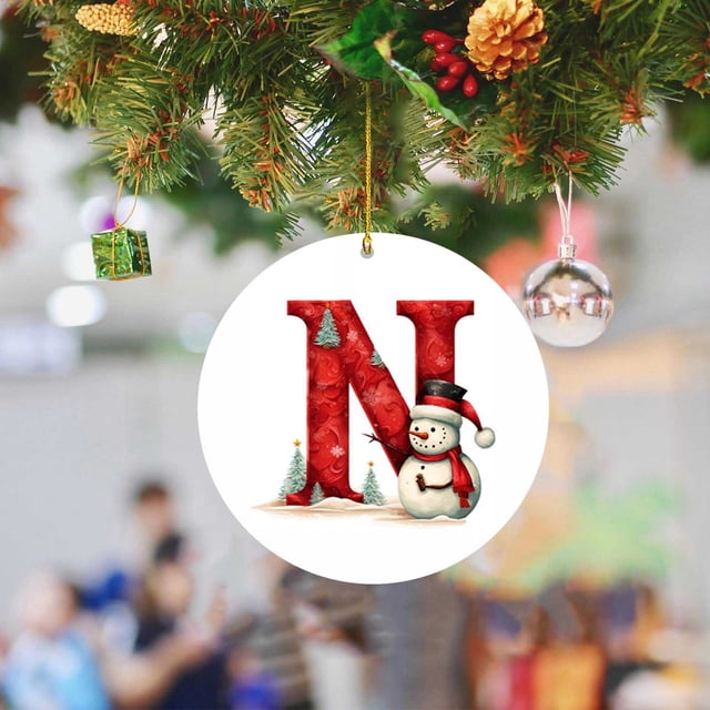 Christmas 2024 Ornament with Letter, Custom Name Christmas Ornament Gifts for Sister Brother, Personalized Alphabet Keepsake Hanging Xmas Tree, Customized Initial Letter Xmas Ornament Present