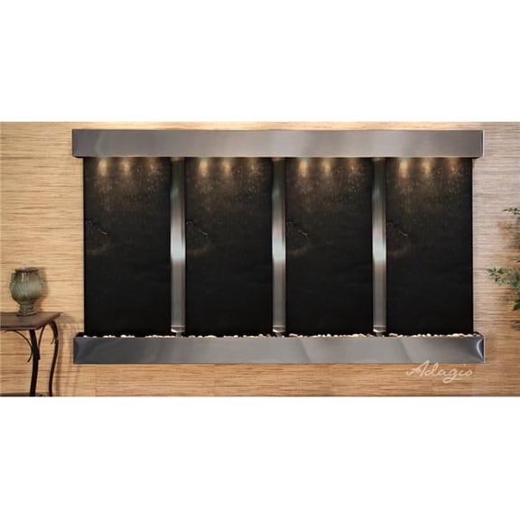 Adagio RFS2011 Regal Falls Square Stainless Steel Black Featherstone Wall Fountain