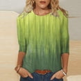 thumbnail image 2 of TSADFHJI Hauts à Manches Longues pour Femmes Hauts Habillés pour Femmes Chemises Mi-Longues Chemises à Manches Trois Quarts Chemises Graphiques T-Shirts T-Shirts Décontractés Hauts Tunique à Col Rond TTG Vert, 2 of 5