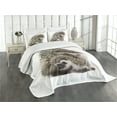 thumbnail image 3 of Ambesonne Hedgehog Quilted Bedspread Set 3 Pcs, Mother Love, King Size, Brown Ivory, 3 of 5