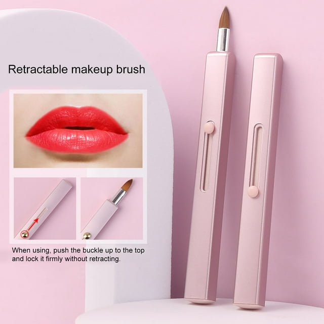 Pinceau à Lèvres Design Anti-Poussière Poils Doux Texture Mate Antidérapant Prise en Main Confortable Outil de Beauté Multifonctionnel Pinceau à Maquillage Rétractable pour Femme