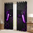 thumbnail image 2 of Feelyou Boys Games Console Blackout Curtains Set of 2 (52x84 Each), Mystic Purple Honeycomb Window Curtains, Cartoon Gamepad Theme Curtains and Drapes, Curtains and Drapes Decor, 2 of 6