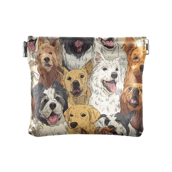 PU Leather Coin Purse Wallet Compact Water-Resistant Card Cases Money Organizers A Large Group Of Dogs