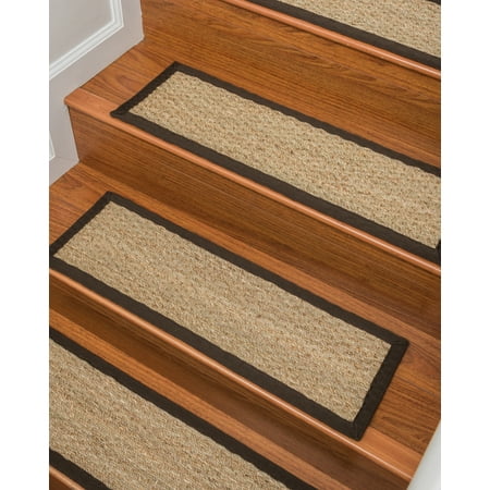 Natural Seagrass Rugs Natural Area Rugs 100% Natural Fiber Half Panama, Seagrass Sage, Handmade Stair Treads Carpet Set of 13 (9