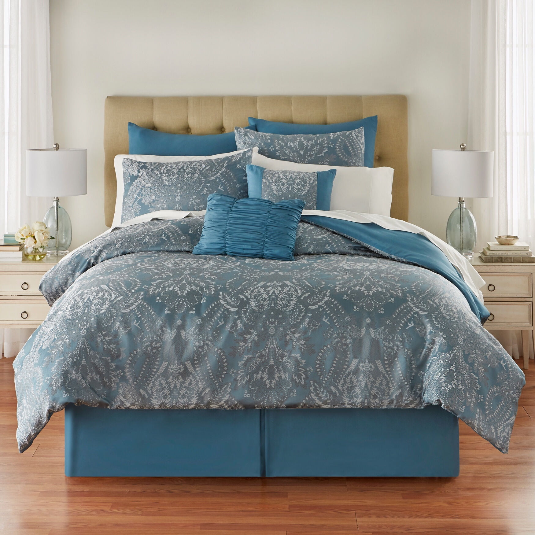 Brylanehome Henry 8 Piece Jacquard Comforter Set Queen, Teal