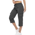 thumbnail image 2 of Icvfdpl Pantalon Cargo pour Femmes avec Poches, Capris Cargo de Randonnée à Cordon, Pantalon de Survêtement Taille Haute, Capri d'Extérieur, TTTG, 2 of 6