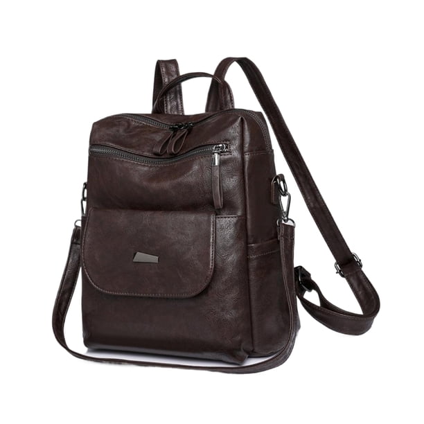 Guardurnaity Mochila impermeable de las mujeres de la PU para la escuela y los bolsos del bolso de hombro de las mujeres de la mochila del monedero Mochilas café