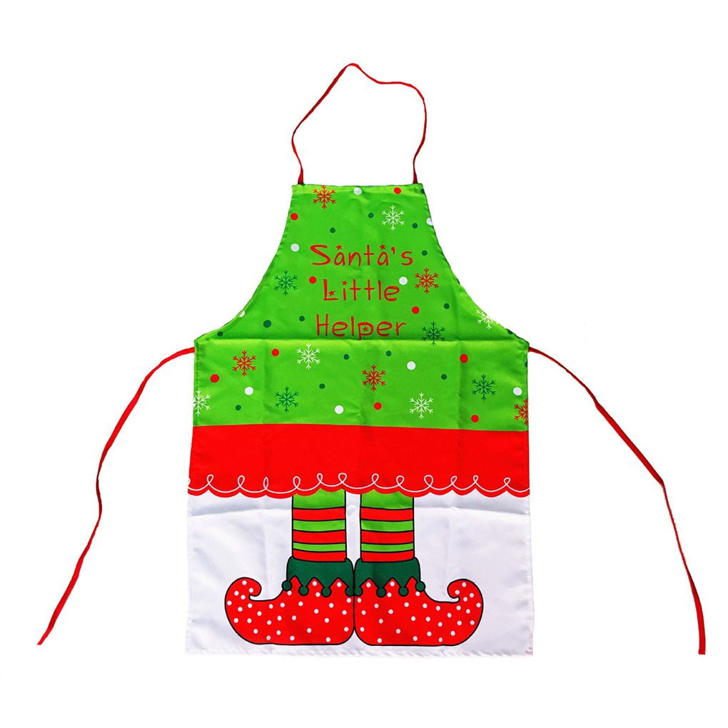 Christmas Elf Pattern Print Apron Women S Cute Kitchen Apron Xmas
