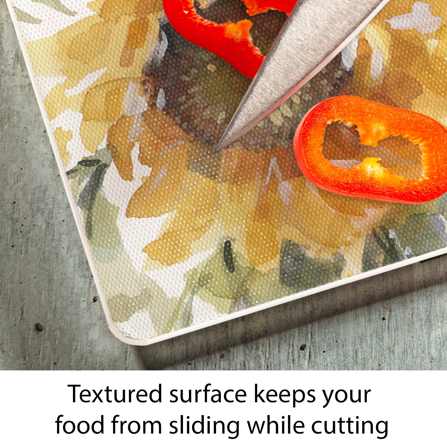 CounterArt Sunflowers Forever 3mm Tempered Glass Cutting Board 15"by 12"