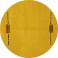 thumbnail image 1 of Ahgly Company Machine Washable Indoor Round Abstract Yellow Modern Area Rugs, 5' Round, 1 of 4