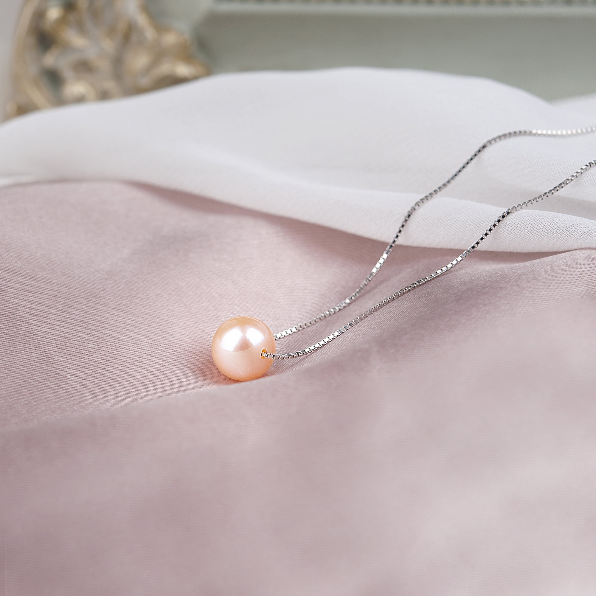 Anavia Bride Gift from Mom to Daughter on Wedding Day, Wedding Day gift for Daughter, Dad for Daughter Bride Gift -[Pink Pearl + Silver Chain]