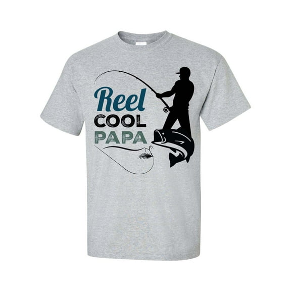 Men's Father's Day Reel Cool Papa Short Sleeve T-shirt-Sports Grey-large