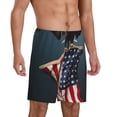 thumbnail image 2 of Tideii American Flag Print Men's Short Pajama Pants, Elastic Pocket Summer Pajama Pants Sleepwear, Lounge Pants-XX-Large, 2 of 6