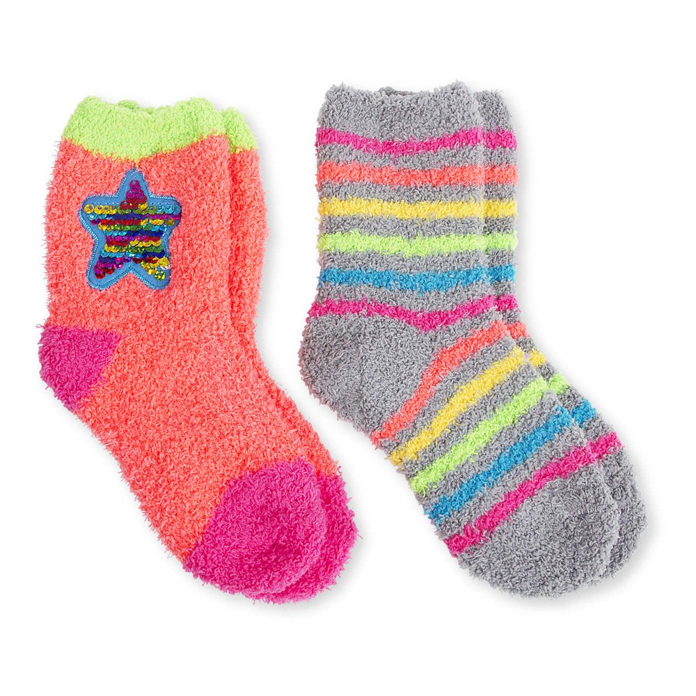 Faded Glory Faded Glory Girls Fuzzy Sequin Crew Socks 2 Pack Sizes M faded-glory-faded-glory-girls-fuzzy-sequin-crew-socks-2-pack-sizes-m