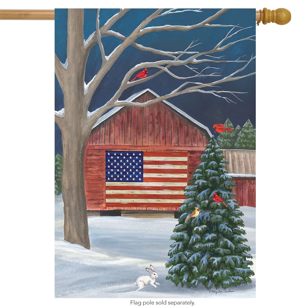 Barnside Winter House Flag Patriotic Seasonal