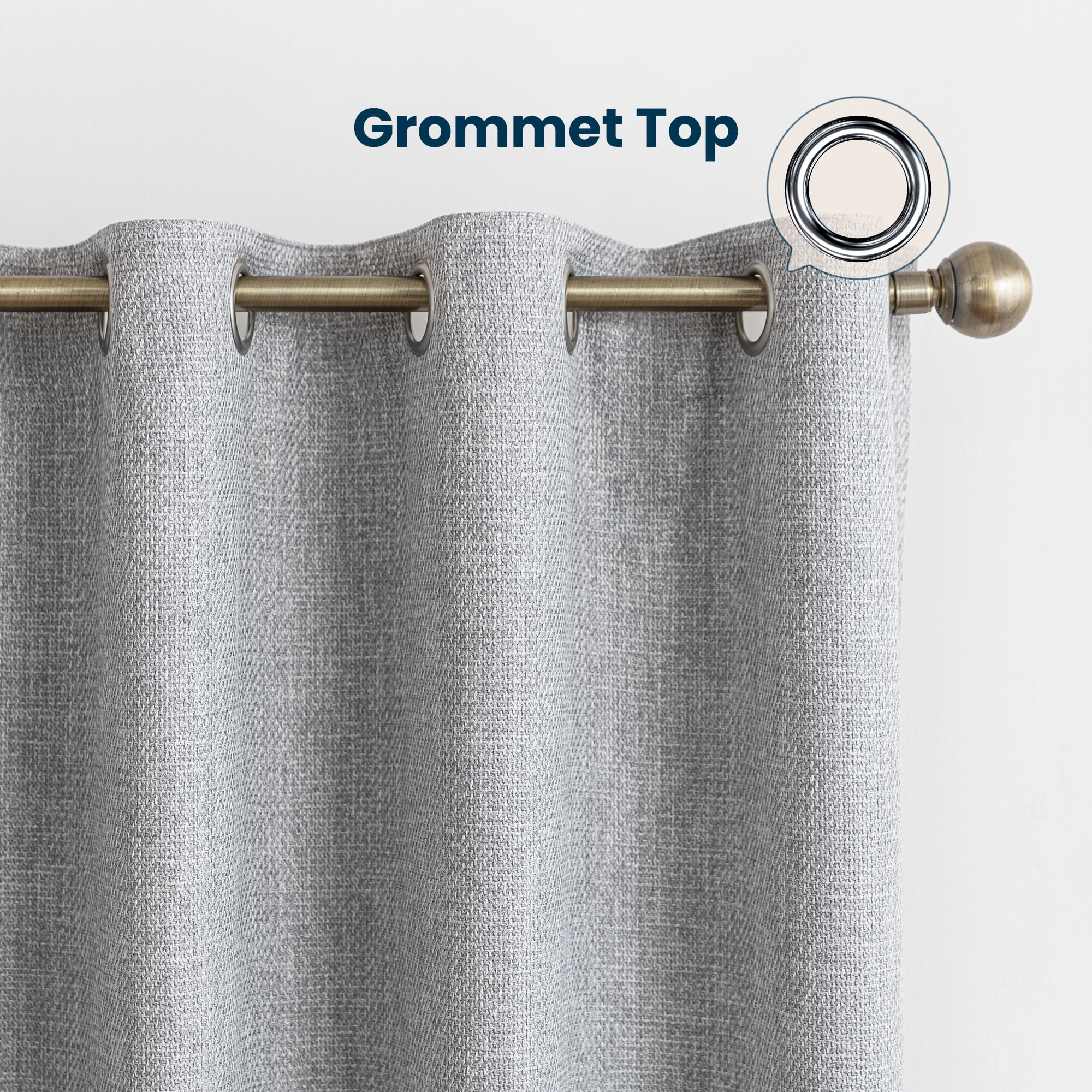 Sleep Zone 100% Blackout Curtains for Bedroom Full Light Blocking Curtains, Two-Sided Reversible Window Curtain for Living Room 2 Panels, 52" x 84" Gray