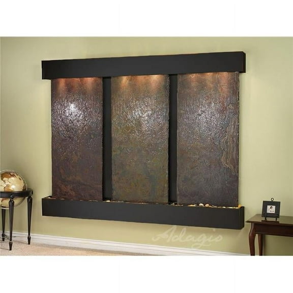 Adagio DCS1504 Deep Creek Falls Square Blackened Copper Multicolor Natural Slate Wall Fountain