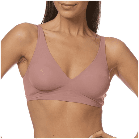 Fulorrnie Bras for Women Petite Push Up Wirefree Comfort Lift Plunge Back Fat Smoothing Balconette Bralette Bra Pink M