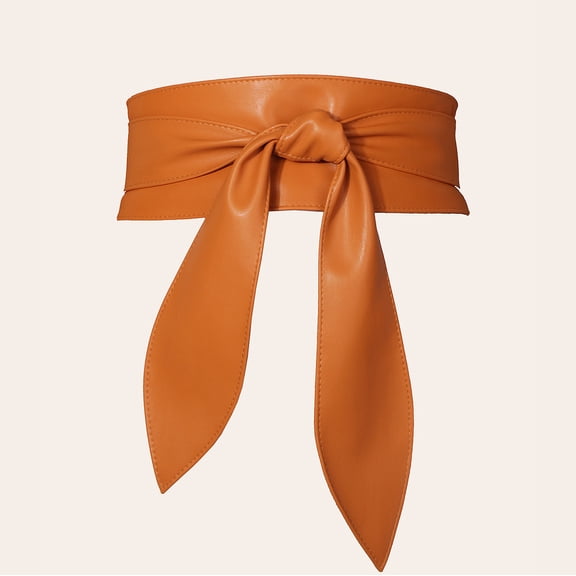 ERDOUY Large size Women Belt Fashion Wrap Around Wide Waistband Knotted Belt for Dress (Brown)