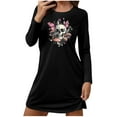 thumbnail image 2 of AUNVITO Women's Halloween Nightdress Long Sleeve Round Neck Loose Fit with Halloween Print Casual Comfortable Sleepwear, 2 of 5