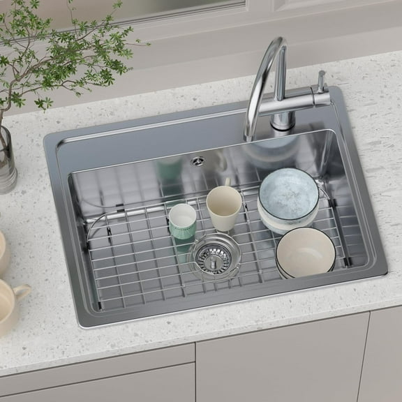 Stainless Steel Sink Grid Protector for Kitchen Sink with Center Drain