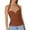 Coffee, variant on Wang6 Ribbed Tank Tops for Women Halter Sleeveless Scoop Neck Tops Summer Slim Fit Solid Tees T Shirts White S