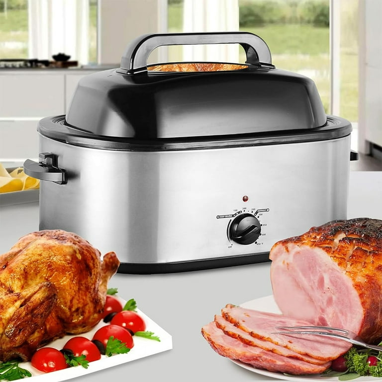 Roaster Oven 22 Quart Electric, Turkey Roaster with Self-Basting Lid  Design, Large Stainless Steel Electric Turkey Roaster Oven Fits Turkeys Up  to