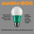 thumbnail image 4 of Sunlite LED A19 Colored Light Bulb, 3 Watts (25w Equivalent), E26 Medium Base, Non-Dimmable, UL Listed, Party Decoration, Holiday Lighting, Green, 3 Pack, 4 of 8