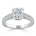 thumbnail image 2 of Spot Jewel Round Cut 2.1 Ct Diamond Ring - 14K White Gold Over Wedding Anniversary Ring for Her - Modern Birthday Ring - Solitaire with Accents Ring Gift - Gorgeous Anniversary Gift for Women's, 2 of 7