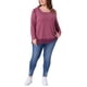 thumbnail image 2 of Blusas de manga larga de talla grande Agnes Orinda para mujeres, túnica de cuello cuadrado, blusa de otoño e invierno con dobladillo de encaje 4X fucsia, 2 of 5