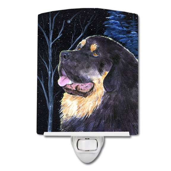 Caroline's Treasures SS8552CNL Starry Night Tibetan Mastiff Ceramic Night Light, 6x4x3", multicolor