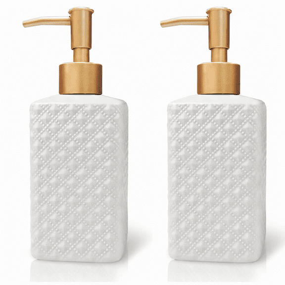 Xuet Gold Soap Dispenser, Ceramic Lotion Pump Bottle for Bathroom & Kitchen