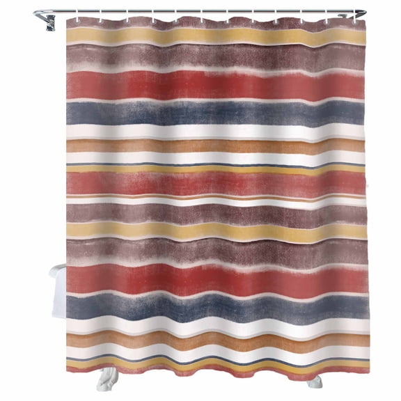 Shower Curtain Ombre Red Stripe Shower Curtains for Bathroom Bathtub, Waterproof Fabric Shower Curtain Set with Hooks, Small Stall Size 36" x 72" Geometric Design